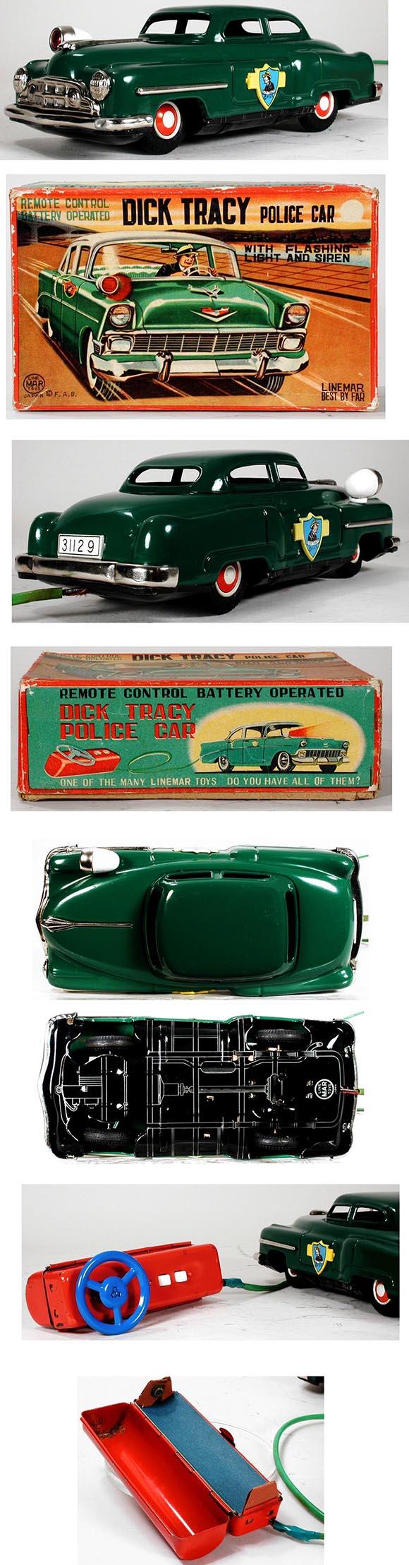 1956 Linemar, Dick Tracy Battery Operated Police Car in Original Box